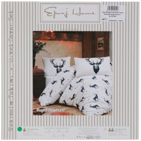 Ev & Home EP-017024 Kolay Ütülenir Geyik Lacivert Tek Kişilik Nevresim Takımı