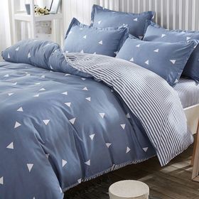 Ev & Home EP-017039 Kolay Ütülenir Üçgen Koyu Bulut Mavi Çift Kişilik Nevresim Takımı