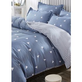 Ev & Home EP-017040 Kolay Ütülenir Üçgen Koyu Bulut Mavi Tek Kişilik Nevresim Takımı