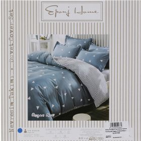 Ev & Home EP-017040 Kolay Ütülenir Üçgen Koyu Bulut Mavi Tek Kişilik Nevresim Takımı