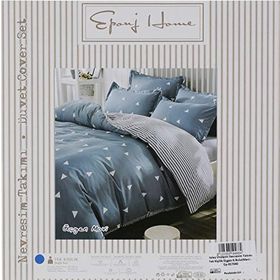 Ev & Home EP-017040 Kolay Ütülenir Üçgen Koyu Bulut Mavi Tek Kişilik Nevresim Takımı