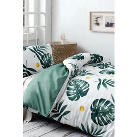 Ev & Home EP-017378 Monstera Yeşil Tek Kişilik Nevresim Takımı