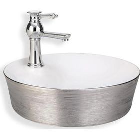 Eva Banyo E-5002G Lena Tezgah Üstü Silver Beyaz Lavabo