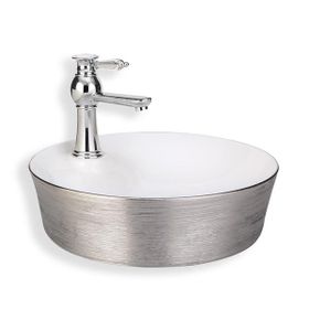 Eva Banyo E-5002G Lena Tezgah Üstü Silver Beyaz Lavabo