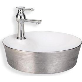 Eva Banyo E-5002G Lena Tezgah Üstü Silver Beyaz Lavabo