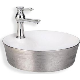 Eva Banyo E-5002G Lena Tezgah Üstü Silver Beyaz Lavabo