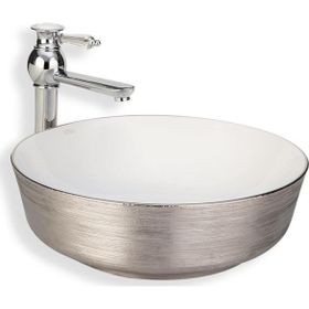 Eva Banyo E-5004G Lena Tezgah Üstü Silver Beyaz Lavabo