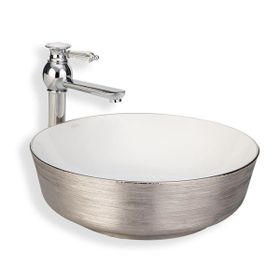 Eva Banyo E-5004G Lena Tezgah Üstü Silver Beyaz Lavabo