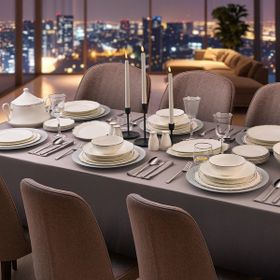 Evaliza 5002868041 Moon Platin 85 Parça 12 Kişilik Yemek Takımı