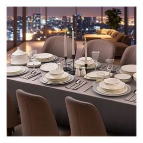 Evaliza 5002868041 Moon Platin 85 Parça 12 Kişilik Yemek Takımı