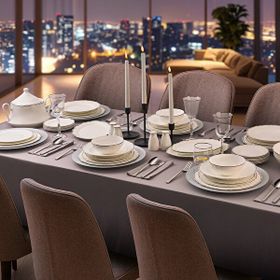 Evaliza 5002868041 Moon Platin 85 Parça 12 Kişilik Yemek Takımı