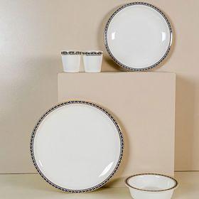 Evaliza Alaia Black Gold Leaves 2 MM Altın 12 Kişilik 60 Parça Porselen Yemek Takımı