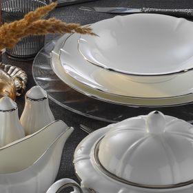Evaliza Magnolia 60 Parça Platin Yemek Takımı