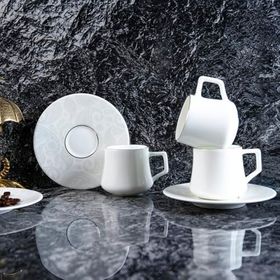 Evaliza Paisley White Double 6 Kişilik 130 ml Kahve Fincan Takımı
