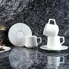 Evaliza Paisley White Double 6 Kişilik 130 ml Kahve Fincan Takımı