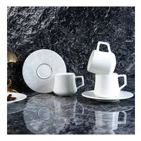 Evaliza Paisley White Double 6 Kişilik 130 ml Kahve Fincan Takımı