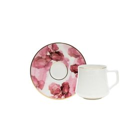 Evaliza Pembe Cicek 6 Kişilik 130 ml Çay Fincan Takımı