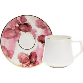 Evaliza Pembe Cicek 6 Kişilik 130 ml Çay Fincan Takımı