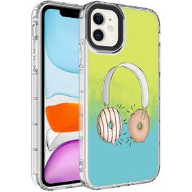 Evastore Apple iPhone 11 Kamera Korumalı Renkli Desenli Sert Silikon Korn Kapak Kılıf