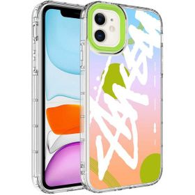 Evastore Apple iPhone 11 Kamera Korumalı Renkli Desenli Sert Silikon Korn Kapak Kılıf