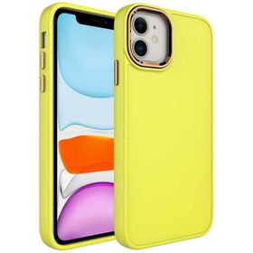 Evastore Apple iPhone 11 Metal Çerçeve ve Buton Tasarımlı Silikon Luna Kapak Kılıf