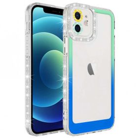 Evastore Apple iPhone 11 Simli ve Renk Geçiş Tasarımlı Lens Korumalı Park Kapak Kılıf