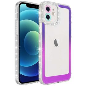 Evastore Apple iPhone 11 Simli ve Renk Geçiş Tasarımlı Lens Korumalı Park Kapak Kılıf