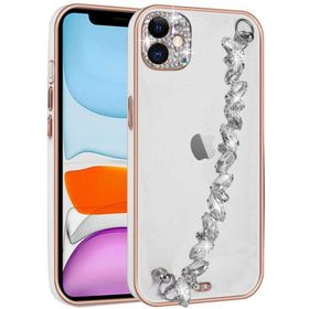 Evastore Apple iPhone 11 Taş Süslemeli Kamera Korumalı El Tutamaçlı Blazer Kapak Kılıf