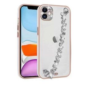 Evastore Apple iPhone 11 Taş Süslemeli Kamera Korumalı El Tutamaçlı Blazer Kapak Kılıf