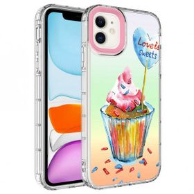 Evastore Apple iPhone 12 Kamera Korumalı Renkli Desenli Sert Silikon Korn Kapak Kılıf