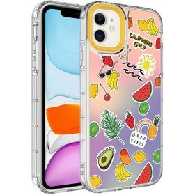 Evastore Apple iPhone 12 Kamera Korumalı Renkli Desenli Sert Silikon Korn Kapak Kılıf