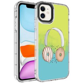 Evastore Apple iPhone 12 Kamera Korumalı Renkli Desenli Sert Silikon Korn Kapak Kılıf