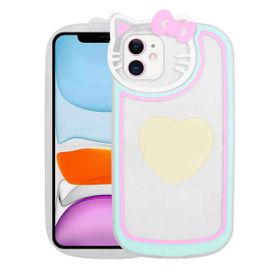 Evastore Apple iPhone 12 Kedi Figürlü Transparan Pop Soketli Ritmik Kapak Kılıf
