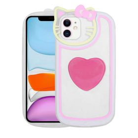 Evastore Apple iPhone 12 Kedi Figürlü Transparan Pop Soketli Ritmik Kapak Kılıf