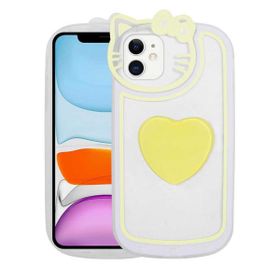 Evastore Apple iPhone 12 Kedi Figürlü Transparan Pop Soketli Ritmik Kapak Kılıf