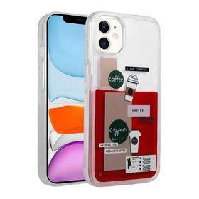 Evastore Apple iPhone 12 Kılıf Desenli Sıvılı Drink Silikon Kapak