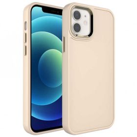 Evastore Apple iPhone 12 Metal Çerçeve ve Buton Tasarımlı Sert Botox Kapak Kılıf