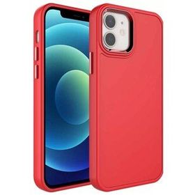 Evastore Apple iPhone 12 Metal Çerçeve ve Buton Tasarımlı Sert Botox Kapak Kılıf