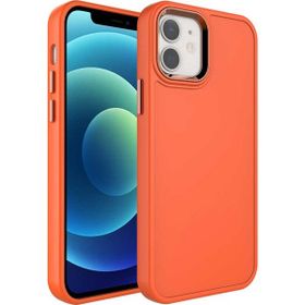 Evastore Apple iPhone 12 Metal Çerçeve ve Buton Tasarımlı Sert Botox Kapak Kılıf