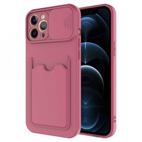 Evastore Apple iPhone 12 Pro Deri Görünümlü Kartlıklı Kamera Korumalı Kılıf