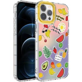 Evastore Apple iPhone 12 Pro Kamera Korumalı Renkli Desenli Sert Silikon Korn Kapak Kılıf