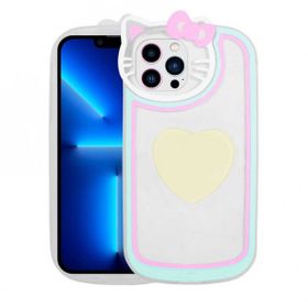 Evastore Apple iPhone 12 Pro Kedi Figürlü Transparan Pop Soketli Ritmik Kapak Kılıf