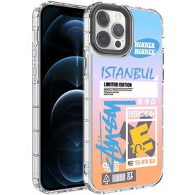 Evastore Apple iPhone 12 Pro Max Kamera Korumalı Renkli Desenli Sert Silikon Korn Kapak Kılıf