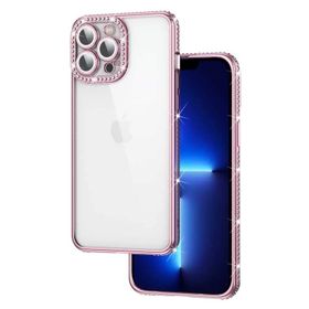 Evastore Apple iPhone 12 Pro Max Kamera Korumalı Taşlı Mina Kapak Kılıf