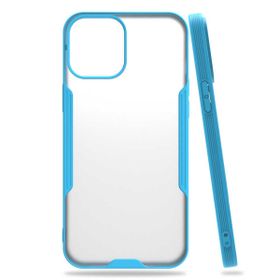 Evastore Apple İphone 12 Pro Parfe Mavi Kenarlı Şeffaf Kapak Kılıf