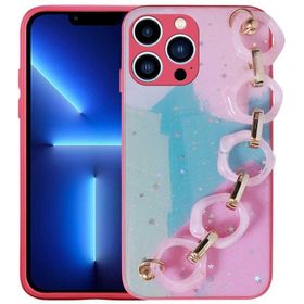 Evastore Apple iPhone 12 Pro Simli Desenli El Askılı Tutacaklı Elsa Silikon Kapak Kılıf
