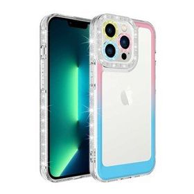 Evastore Apple iPhone 12 Pro Simli ve Renk Geçiş Tasarımlı Lens Korumalı Park Kapak Kılıf