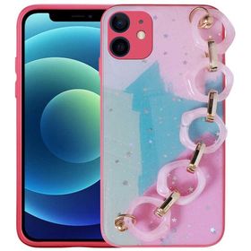 Evastore Apple iPhone 12 Simli Desenli El Askılı Tutacaklı Elsa Silikon Kapak Kılıf