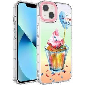 Evastore Apple iPhone 13 Kamera Korumalı Renkli Desenli Sert Silikon Korn Kapak Kılıf