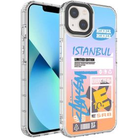 Evastore Apple iPhone 13 Kamera Korumalı Renkli Desenli Sert Silikon Korn Kapak Kılıf
